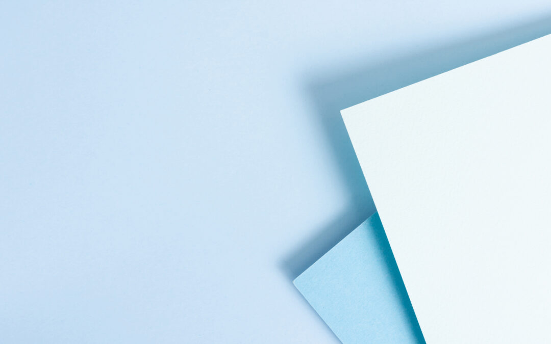 Papier mat blanc dos bleu